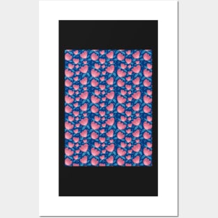 Blue Spring Bloom Pattern Posters and Art